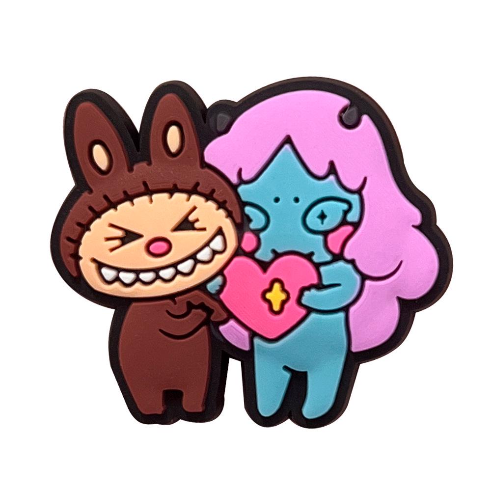 Adorable Cartoon Labubu Clog Shoe Charms - PVC Decoration & Flower Accessories