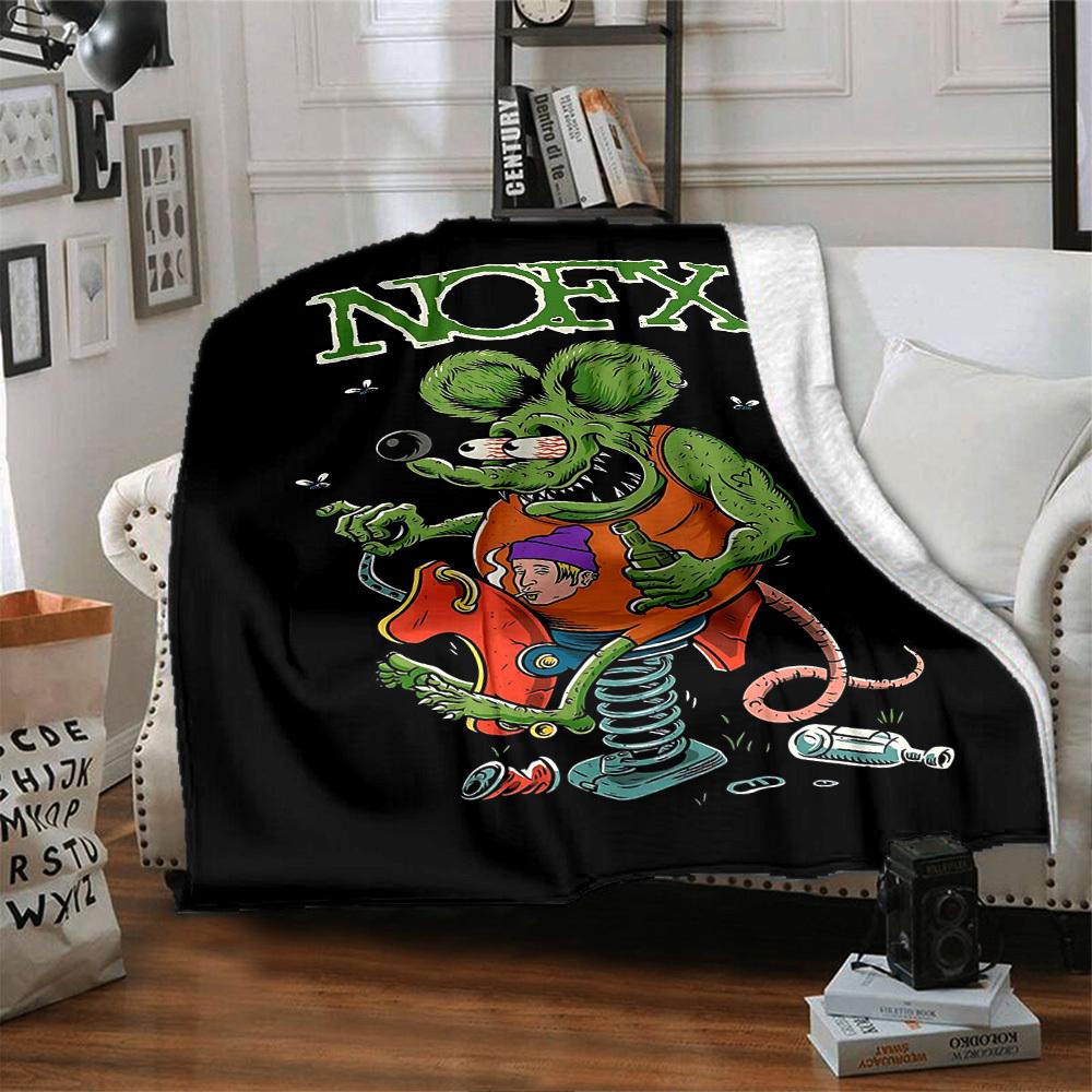1pc NOFX Throw Blanket Soft Flannel, Cozy All Season Polyester Perfect for Home, Office