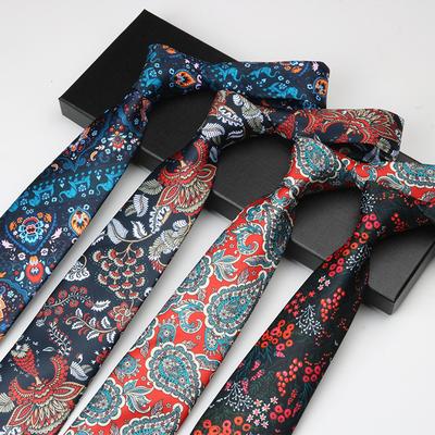 Bedruckte Krawatte Herren High-End Muster Nationalstil Retro Floral Handkrawatte Trendy Businesskleid 8cm Handgefertigt
