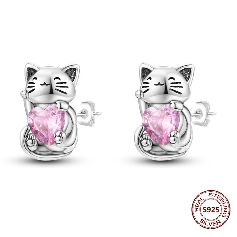Purple Zircon Hoop Earrings 925 Silver U-shaped Liquid Metal Love Heart Fashion Earrings For Women Jewelry