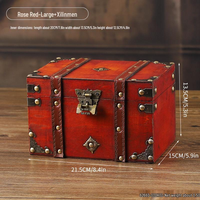 European Retro Lockable Wooden Trunk: Home Storage and Escape Room Decoration