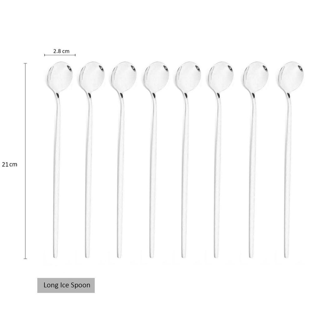 8Pcs Lange Griff Eis Löffel Kaffee Tee Rühren Löffel Edelstahl Schwarz Gold Besteck Set Geschirr Küche Abendessen besteck Set