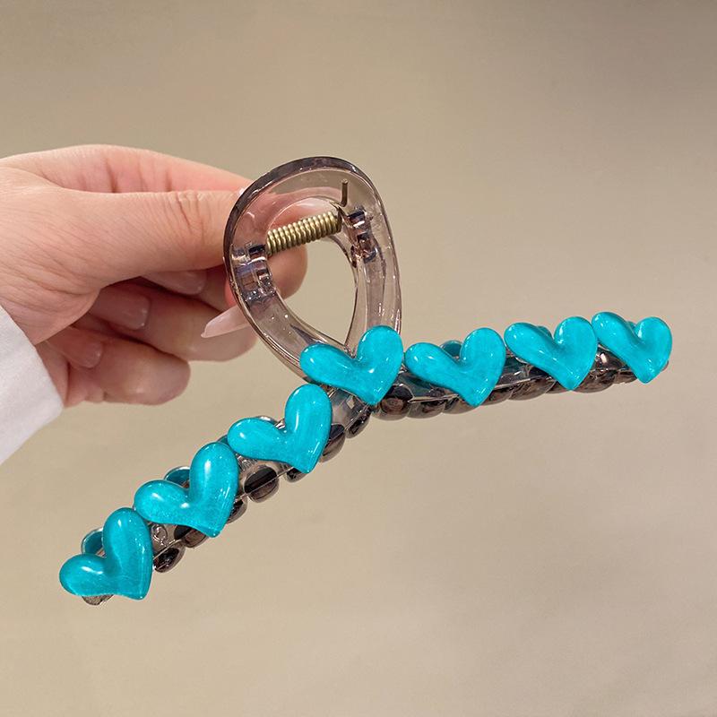 

Элегантный зажим для волос в форме сердца из желе, акриловый нескользящий, крепкий, в форме акулы, захват для волос для женщин и девочек, летний головной убор, аксессуары 13cm озеро синий