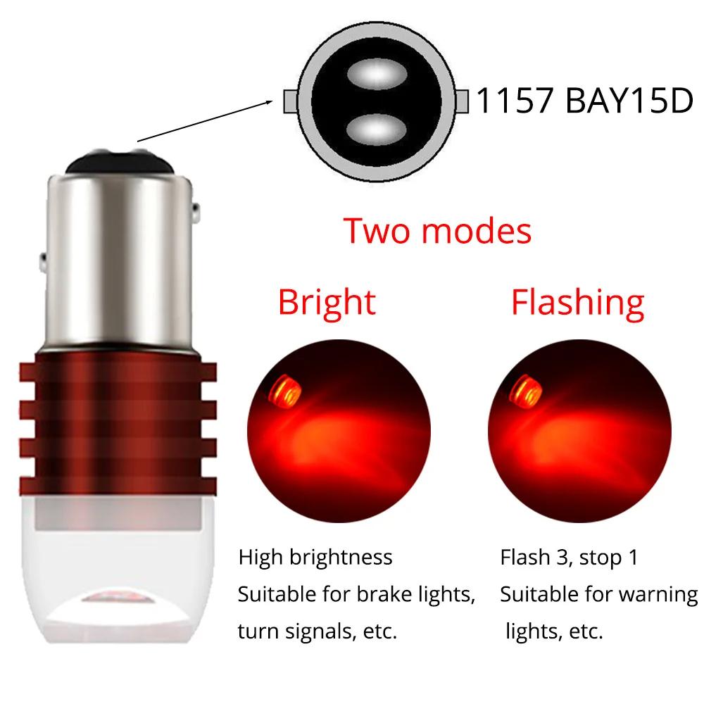 1pc 1156 BA15S 1157 BAY15D Red Strobe Lamp 5730 DC 12V Parking Reverse LED Trunk Bulb Car Brake Turn Signal Tail Flashing Light
