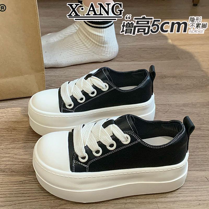 

Leather little white shoes platform heightening women s shoes 2025 spring new versatile board shoes bread shoes casual sports shoes 35