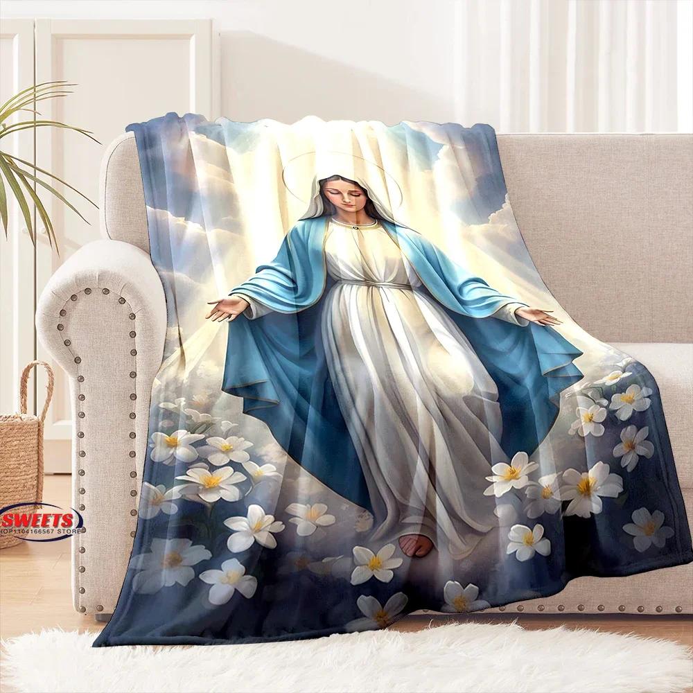 New Arrival ! Virgin Mary Pray Blanket, Warm and Cozy Flannel Blanket, Sofa Bedroom Office Leisure Nap Cover Blanket, Nice Gift