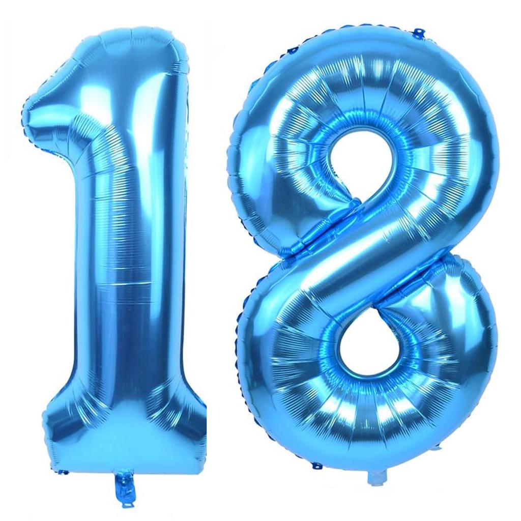 40 Inch Giant Blue Digital Balloons 0-9, Anniversary Party Decoration Supplies, Birthday Balloons