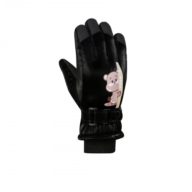 

Зимові дитячі рукавички для дівчаток і хлопчиків Водонепроникні лижні рукавички для дітей Дитячі рукавички для ведмедя з товстими пальчиками Дитячі зимові рукавички для спорту чорний