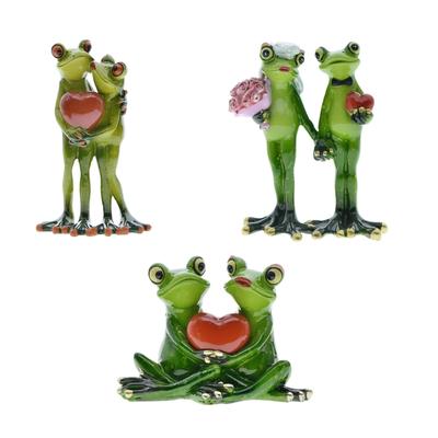 Romantics Frogs Couple Statue Resin Craft Miniature Figurine Outdoor Decors Perfect Gift For Garden Wedding Anniversary