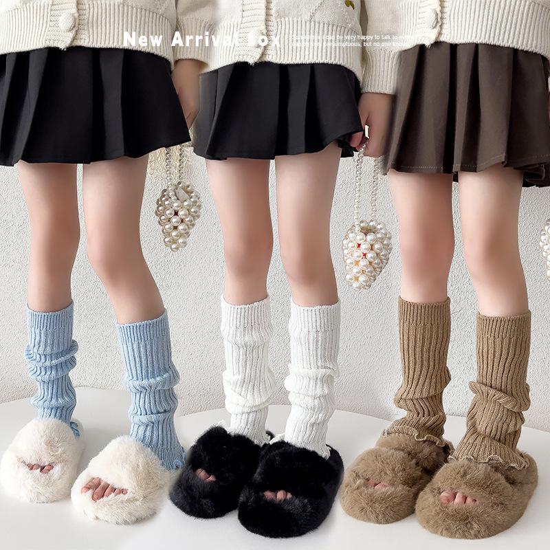 Girls' Dopamine Puffy Knit Leg Warmers for Skirts - Spring to Winter Style