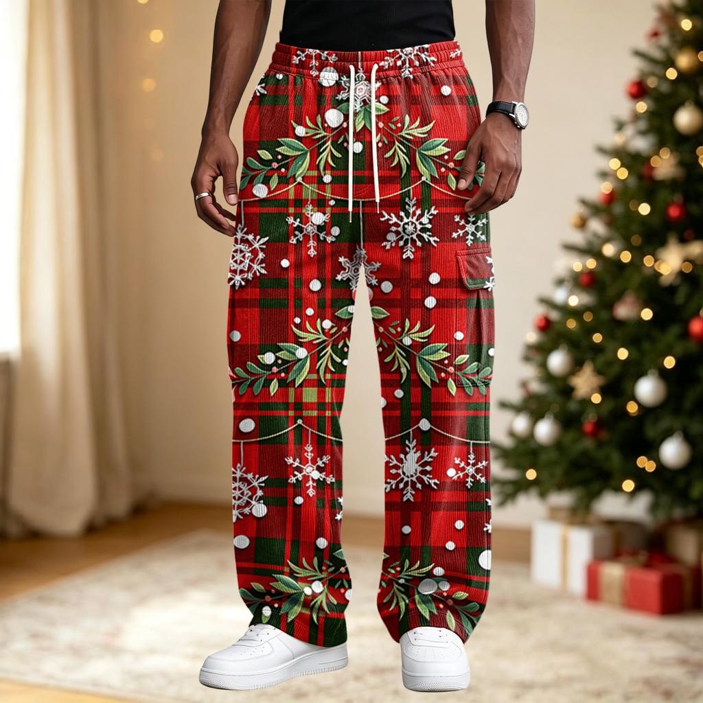 Herren Lässige Hose mit lockerem Schnitt und Weihnachtsdruck für Streetwear und Alltagskomfort