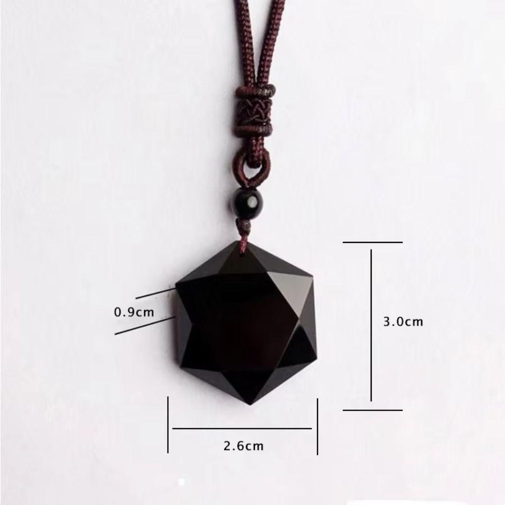 Lucky Love Obsidian Necklace Amulet Pendants Stone Necklace Hexagram Pendant  Jewelry Gift