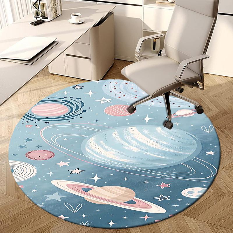 1PC space planets Non-Slip Floor Round carpet, Office, family, bedroom, Large Area Rug Indoor Rugs, Vibrant Colors-Z0438