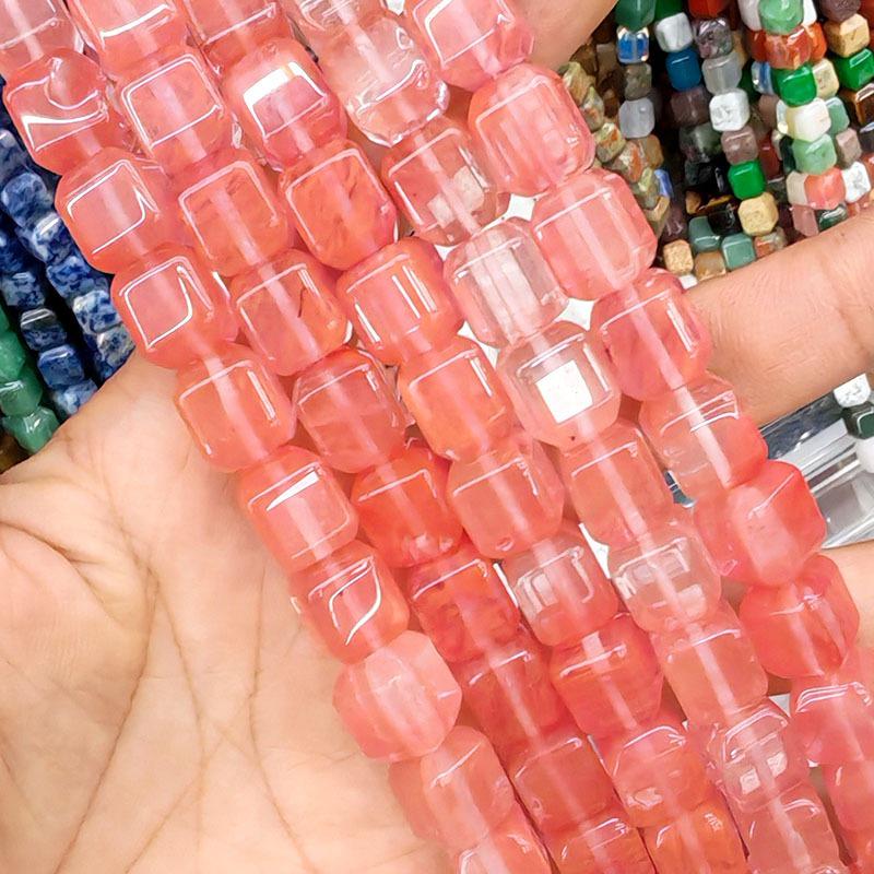 10x12mm Natural Red Agate Beveled Square Beads for DIY Bracelets and Necklaces