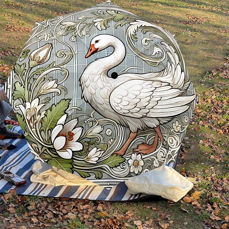 1PC Swan Art NouveauAutomatic Open/Close Umbrella with Windproof, 8-Rib Sturdy Canopy, Durable Ribs, Fashionable Design, Outdoor Accessory, Fun Prin,
