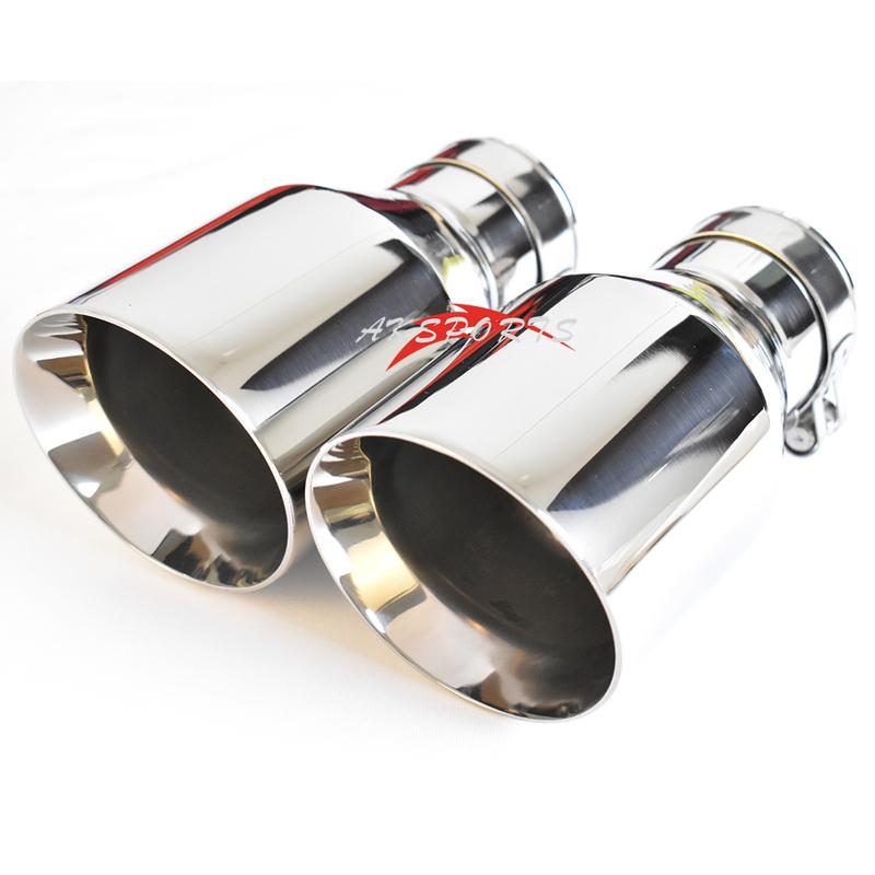 

1Pc Car Exhaust Tail Pipe Bright Stainless Steel Straight Welding Bevel Edge Shinny Muffler Tip 51-76mm