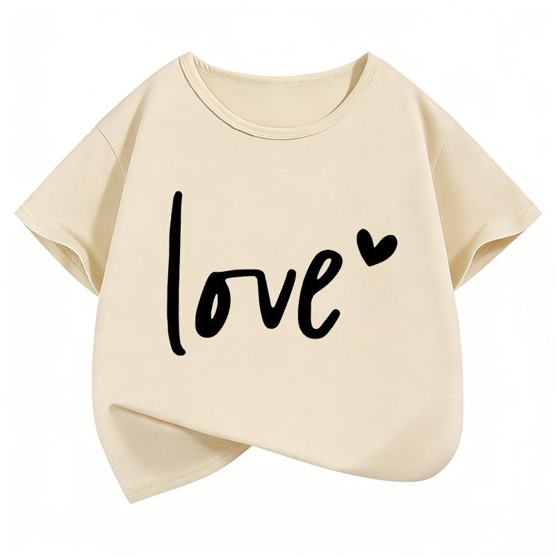 New Love Heart Printed Design T Shirts Short Sleeve Kids Children's T-shirt Boys Girls Summer Spring Casual Top Tee