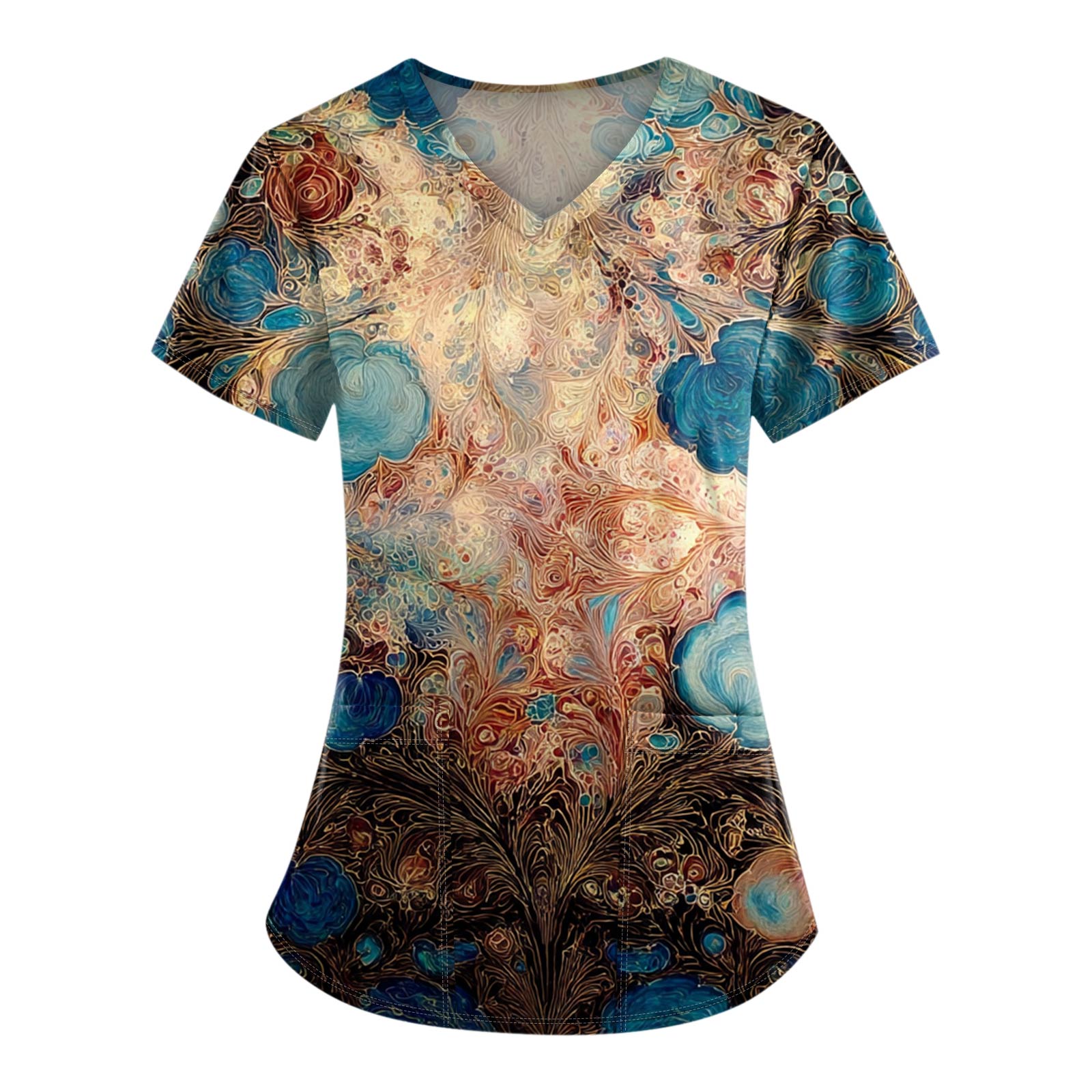 

Рабочая форма больших размеров с принтом, топы для женщин, забавные футболки с короткими рукавами и v-образным вырезом с принтом, рабочая одежда, футболка с карманами XXXXL оранжевый