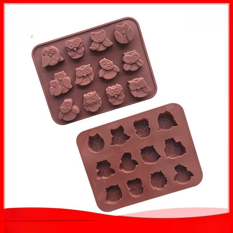 1/2Pcs Economic Silicone 12-Owl Cake Mould for Decorating Candy Cookies Chocolate Soap Baking.