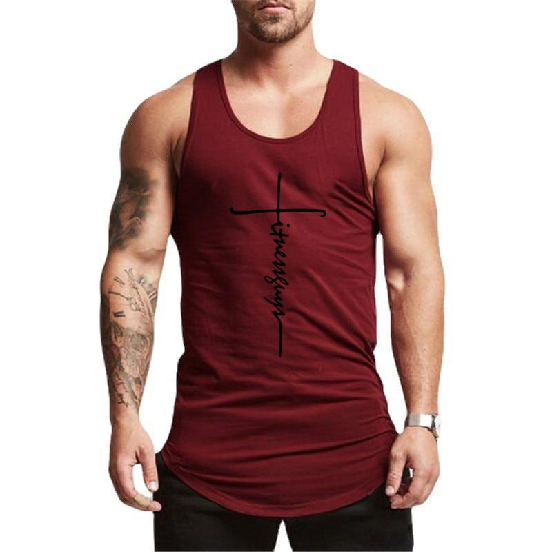 Do The Work Brand Fitness Culturism Sală de sport Antrenament sportiv Bărbați Respirabil Casual Bumbac pur Imprimat Decolteu O, Tank Top Plus Size