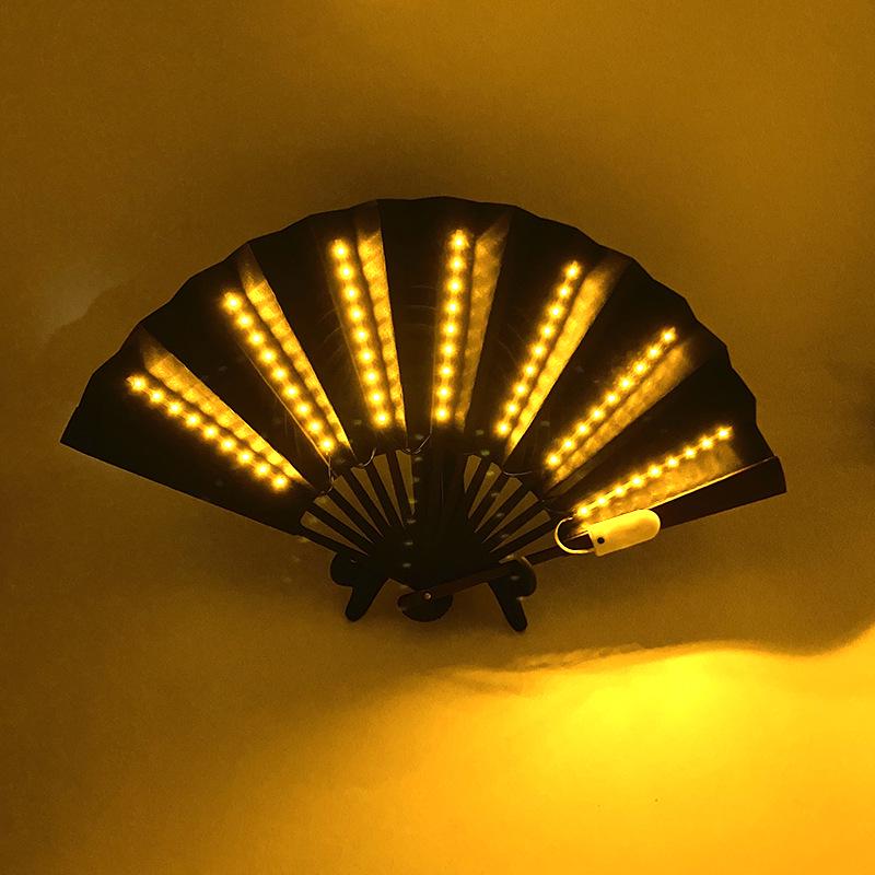 Rose Lace Edge LED Folding Fan - Wedding Gift & Dance Prop