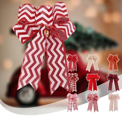Ribbon Wreath Bow  10in Wide, 18in Long Tails, Christmas Tree Ribbon, Winter Decoration, Christmas Decor, Front Door Decor