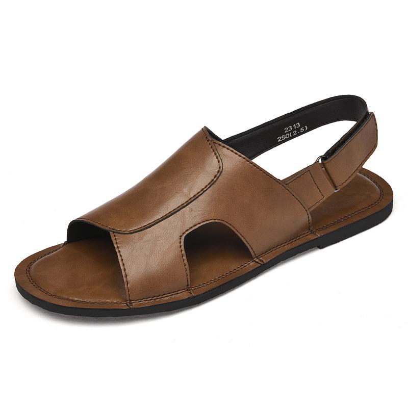 

Fashion New Fashion Hollow Men Sandals Summer Mens Casual Shoes Non-slip Platform Beach Sneakers New Casual Leather Sandaly Man Slippers 48 коричневый