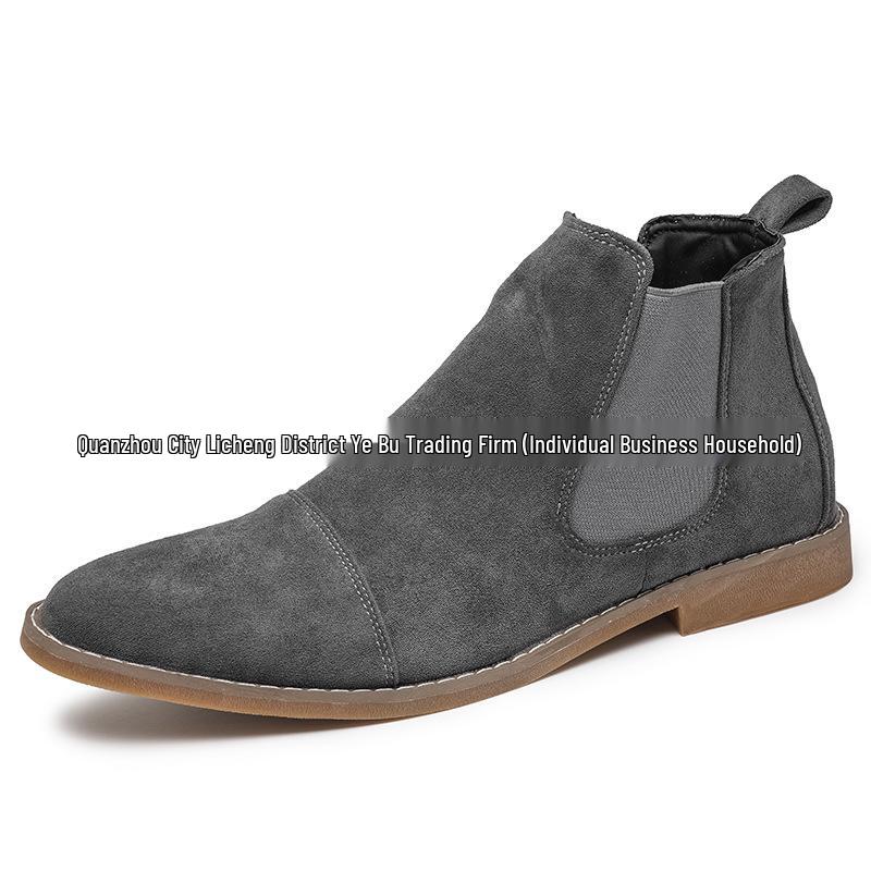 

Spring Suede Pointed Toe Leather Boots - Large Size High-top Martin Retro Casual Men s Shoes 39 серый