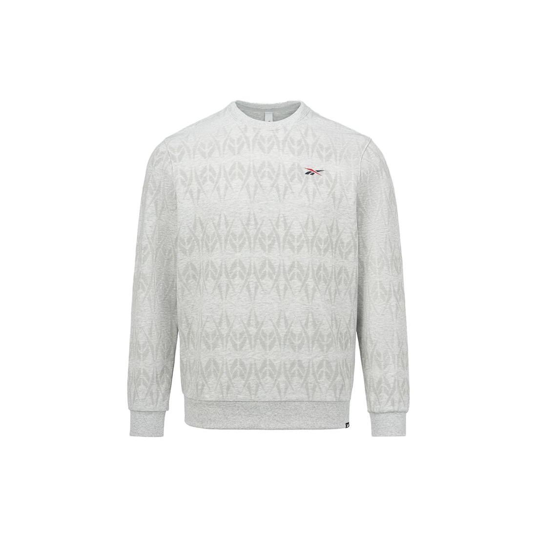 Reebok Knitted All-Over Print Casual Pullover Sweatshirt Unisex sweatshirt White 223RMS309UGG3 M