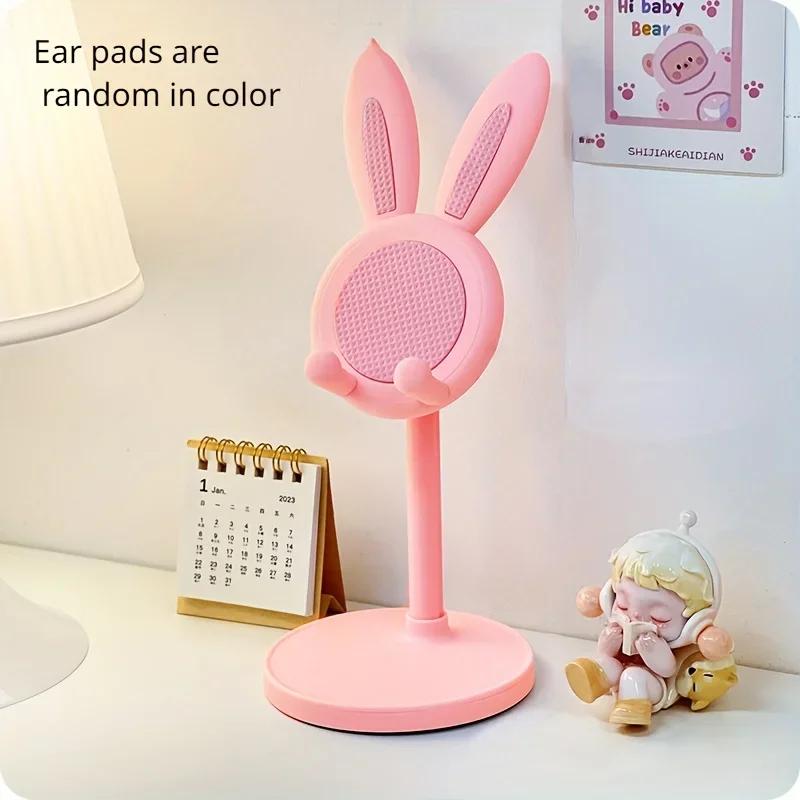 Coloque as mãos no Suporte Ajustável de Mesa e para Celular/Tablet Coelho Rosa Fofo - Robusto e Muito Ajustável com Cabeça
