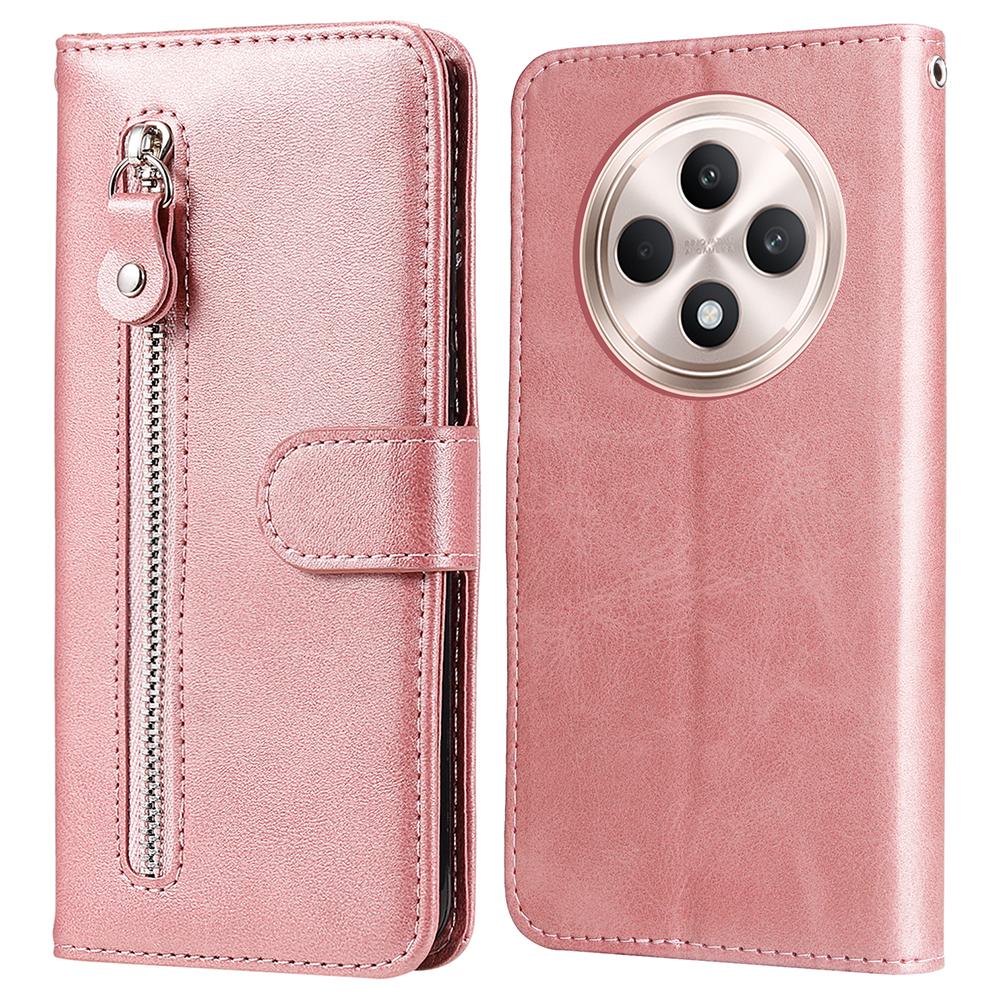 For Oppo Reno12 F 4G Case Zipper Wallet Calf Texture PU Leather Phone Cover