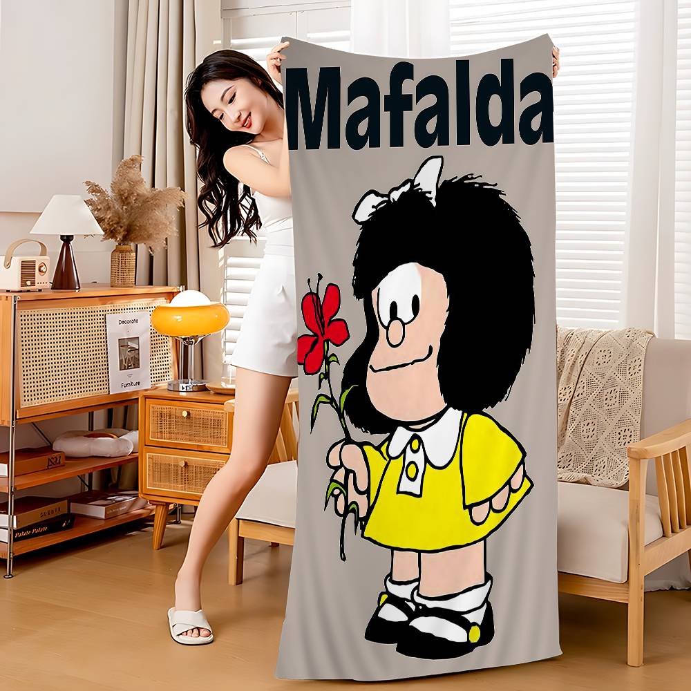 Cartoon Mafalda Microfiber Printed Beach Towel Mountain Climbing Yoga Beach Swimming Running Absorbent Soft Towel