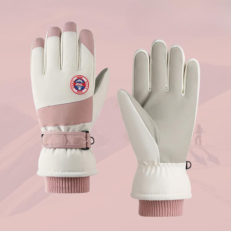 Ski Gloves Couple Warm Plus Velvet Thickened Winter Cotton Women's Electric Bike Windproof Waterproof Cycling Men's Bike Outdoor