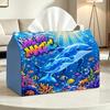 2D Flat Magic Dolphin Paradise Tissue Box Smooth Dispensing Tabletop Decoration Dual-Use Multifunctional Storage High Aesthetic Ornament Compatible Wi