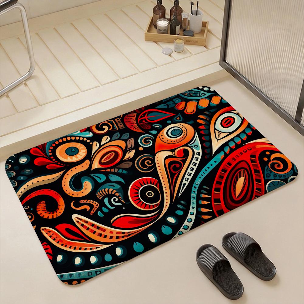 Art A Tattoo Floor Mat Eco Flannel Doormat Non Slip Odorless Indoor Floor Rug Soft Short Plush Home Mat