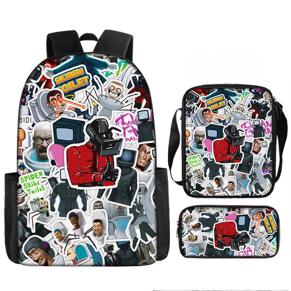 Toilette Mann und Monitor Person Skibidi Toilette Spiel Cartoon Rucksack, Umhängetasche, Federmäppchen