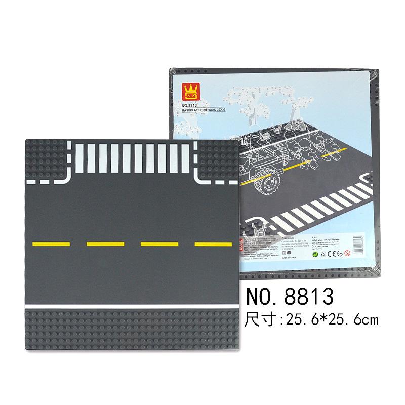 City Road Street Baseplate Straight Crossroad Curve T-Junction Building Blocks 8810 8811 Base Plate Compatible Classic Bricks