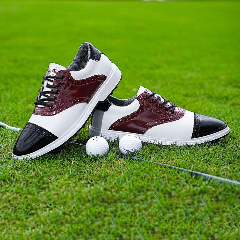 

Men s Anti-Slip Lightweight Leather Golf Shoes with Fixed Spike – Comfortable, Large Size Sports Shoes US 11