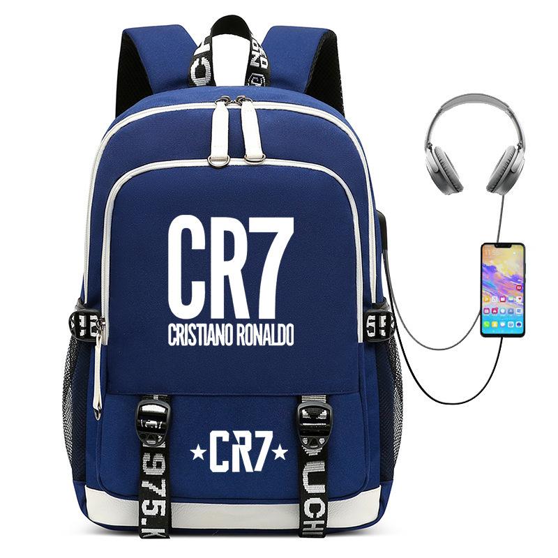 Hetsäljande Fotbollsstjärnan Cristiano Ronaldo Kollektion för Tonåringar, Grundskole- och Gymnasieelever, USB Herr- och Dam-Casual Ryggsäckar