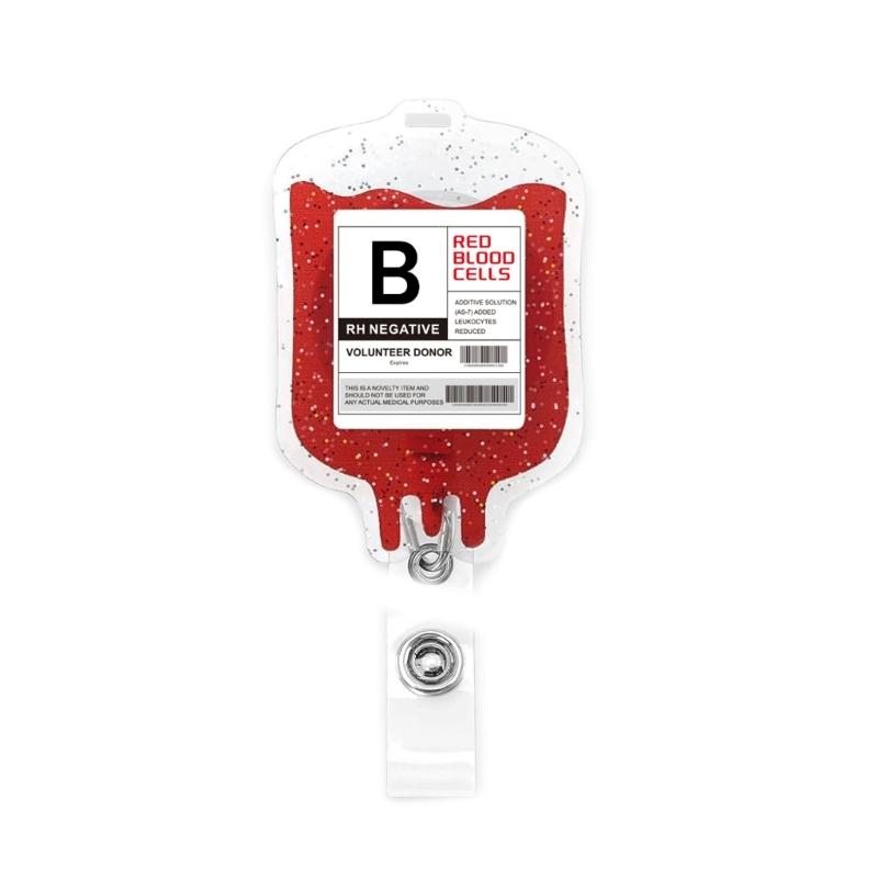 Stylish Blood Type Badge Holder Blood Type Badge Reel Acrylic Material Badge Holder Perfect for Healthcare Professionals
