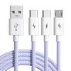 QGeeM 3'ü 1 arada 66W Süper Hızlı Şarj Macarone Örgülü Veri Kablosu, iPhone 11 12 Huawei P30 Xiaomi Android Tip C Hızlı Şarj Kablosu için uygun