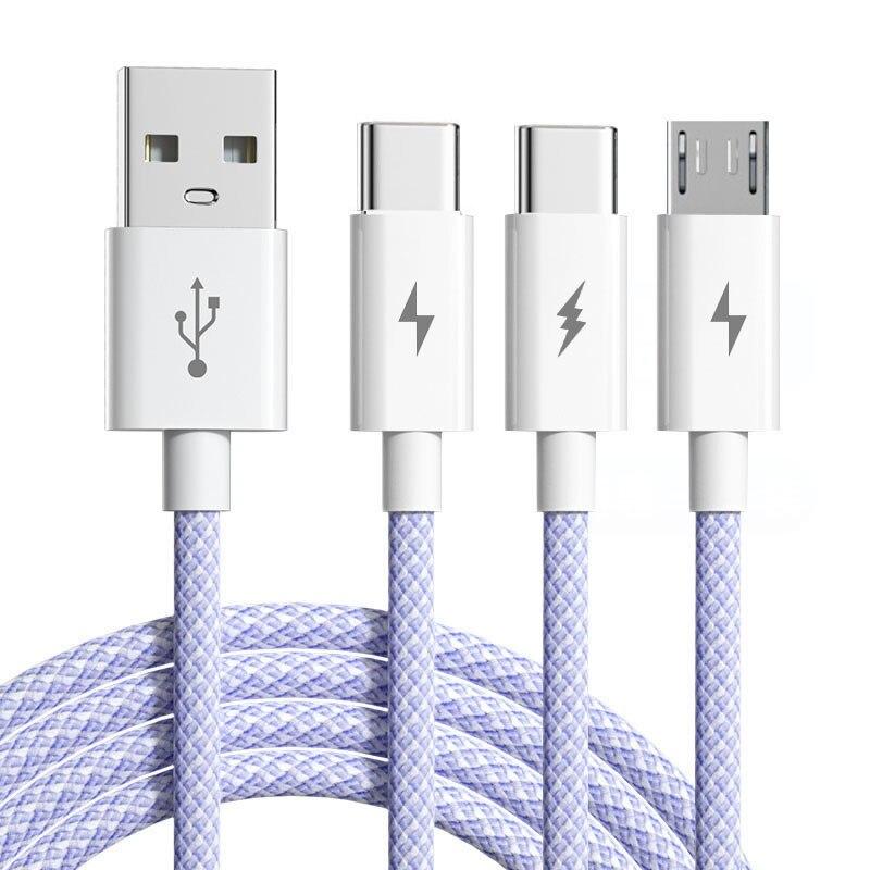 

QGeeM 3в1, 66 Вт, сверхбыстрая зарядка, плетеный кабель для передачи данных Macarone, подходит для iPhone 11, 12, Huawei P30, Xiaomi, Android, тип C, кабель для быстрой зарядки 1.2M зелёный