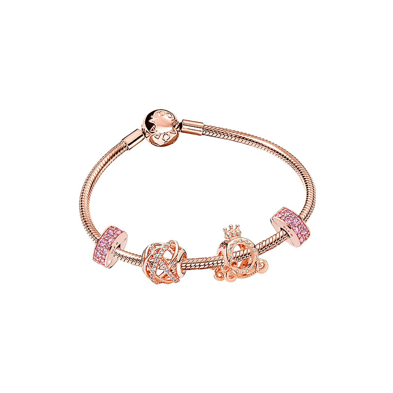 

Pandora Rose Gold Galaxy Love Bracelet Women bracelet Silver B801392 Box,Pink,17
