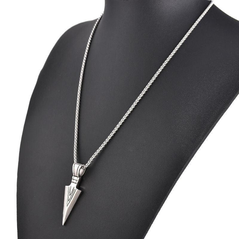 Men's Fashion Jewelry Gold Silver Arrow Head Pendant Long Chain Necklace Gift