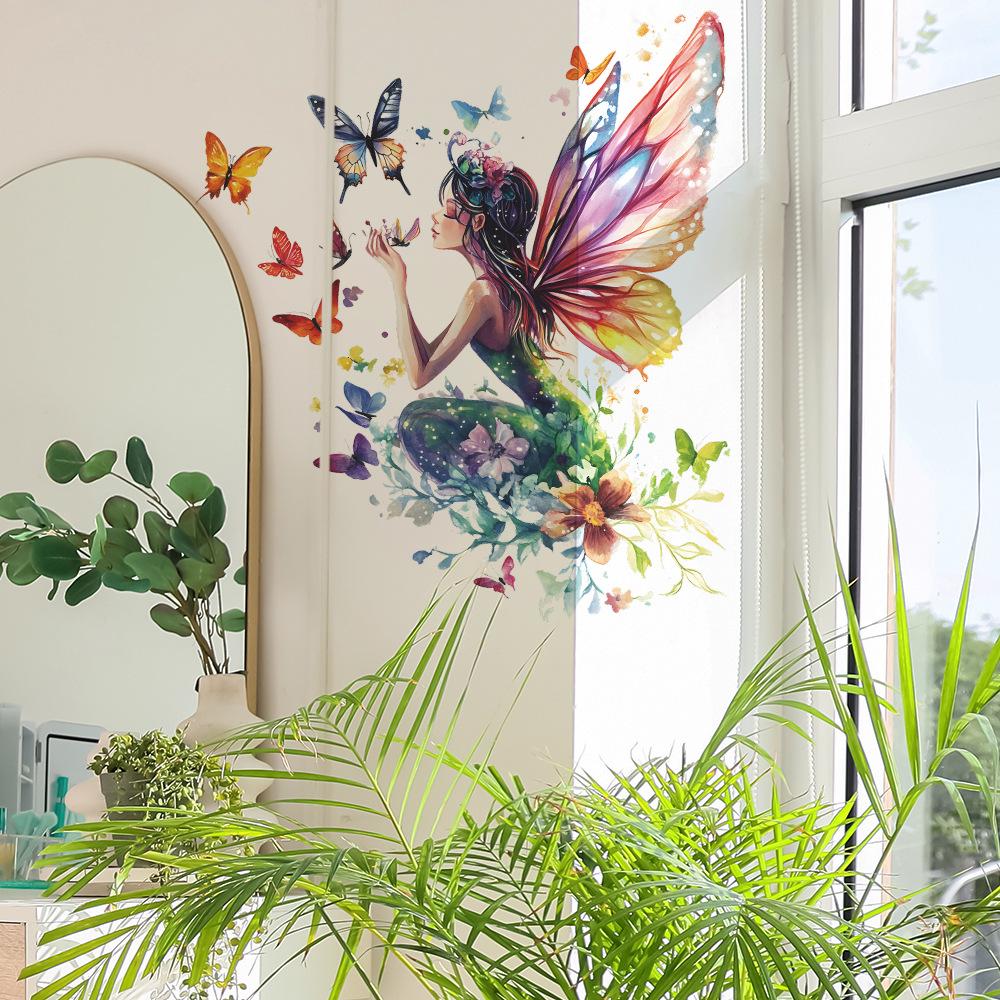 Self-adhesive Wall Stickers Dreamy Butterfly Fairy for Kids Room Bedroom Living Room Home Decor