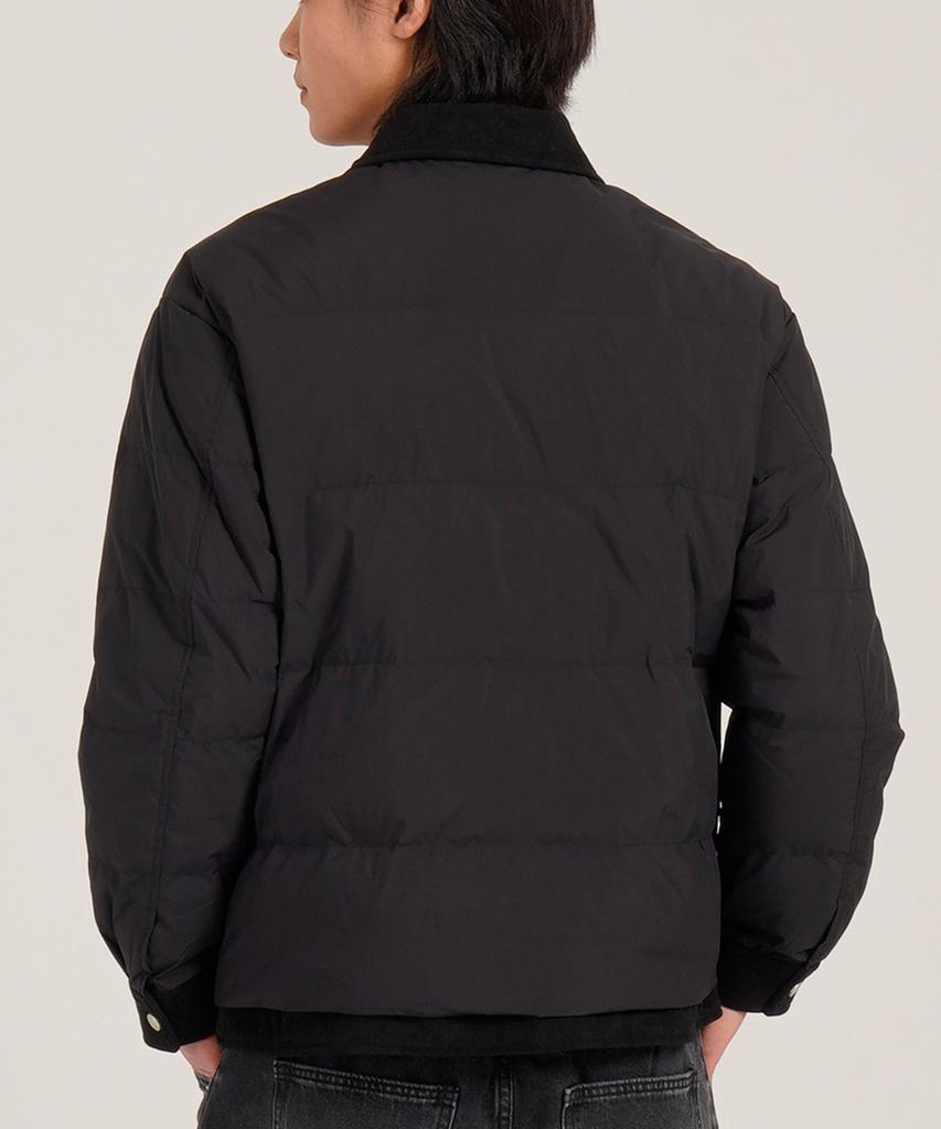 Button Seoul [Duck Down 80/20] Semi-Crop Corduroy Collar Padded Classic Jacket (Black)