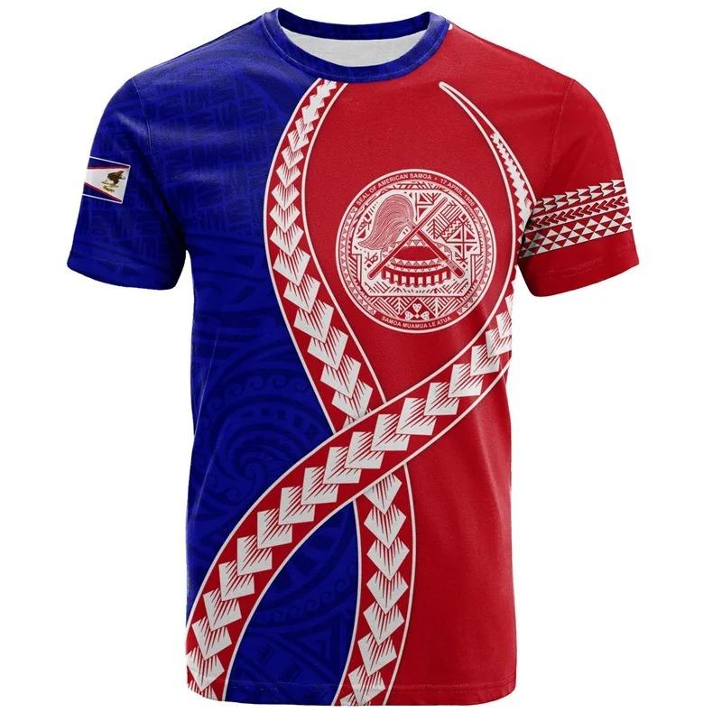 3D Printed Samoan Flag T-Shirt For Men New In Summer Short Sleeves Polynesian Tshirts Clothes Men's Oversized Tee Shirts