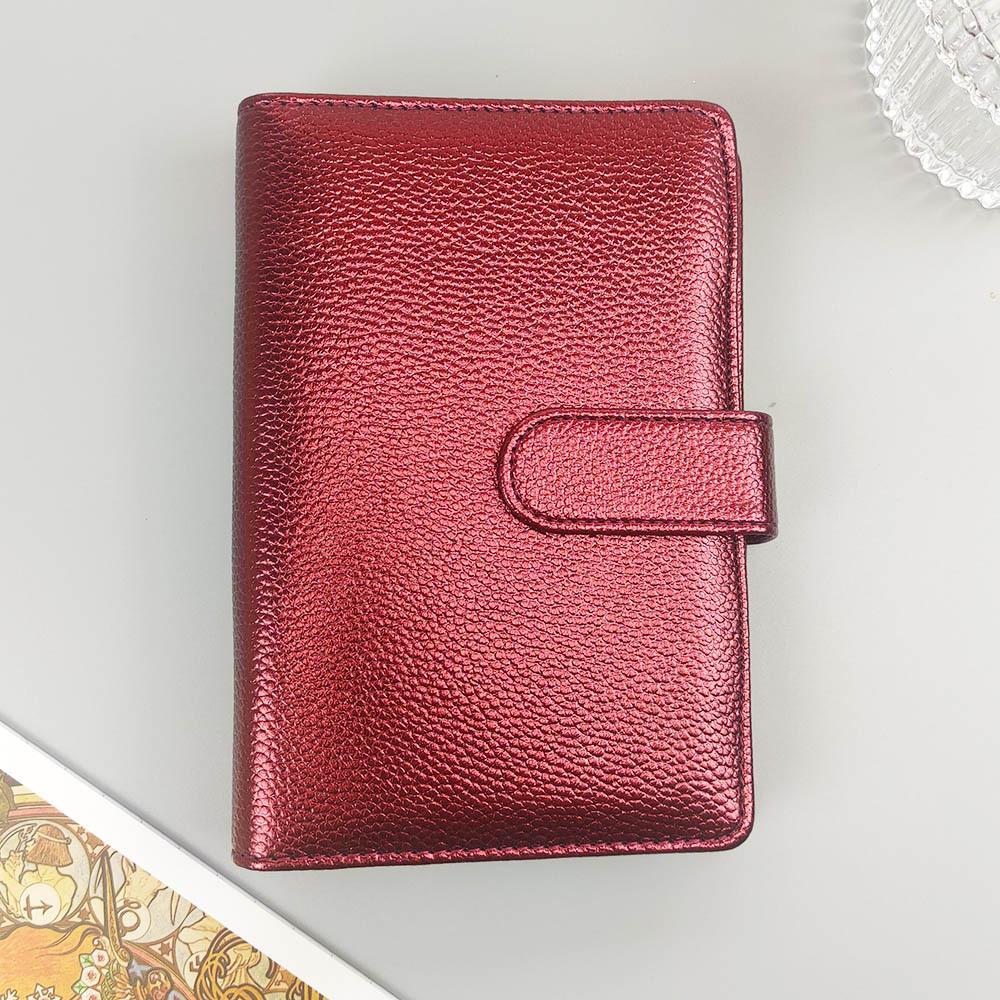 A5 A6 Metallic Texture PU Leather DIY Binder Photocards Collect Book Diary Agenda Planner Cover Stationery