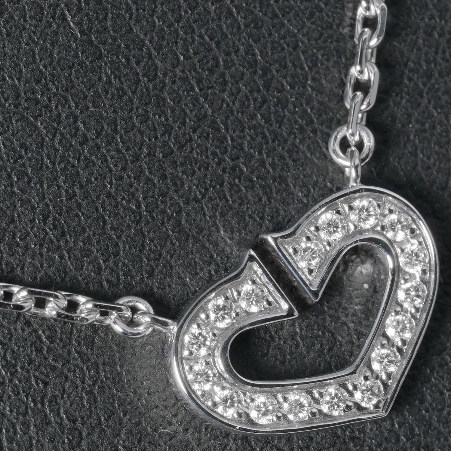

CARTIER C heart Necklace 17P K18 white gold/diamond heart 5.66g Women Used
