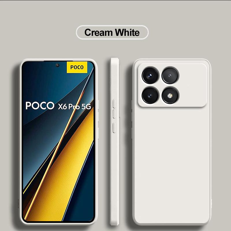 For Poco X6 Pro 5G Case Square Liquid Silicone Camera Lens Protector Phone Case For Xiaomi Poco X6 X 6 Pro Pocox6 Pro 5G Soft Cover